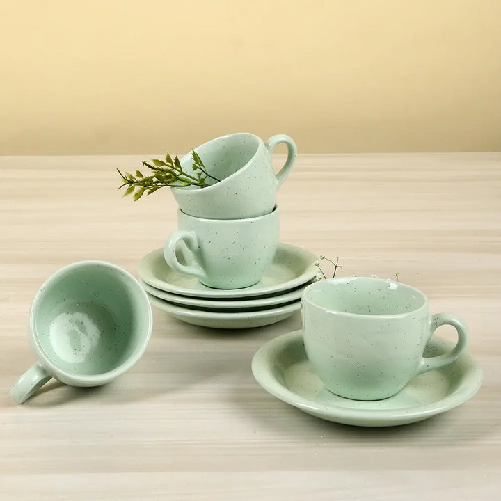 Lemongrass Ceramic Tea Set &amp; Cup &amp; Saucer Amalfiee Ceramics