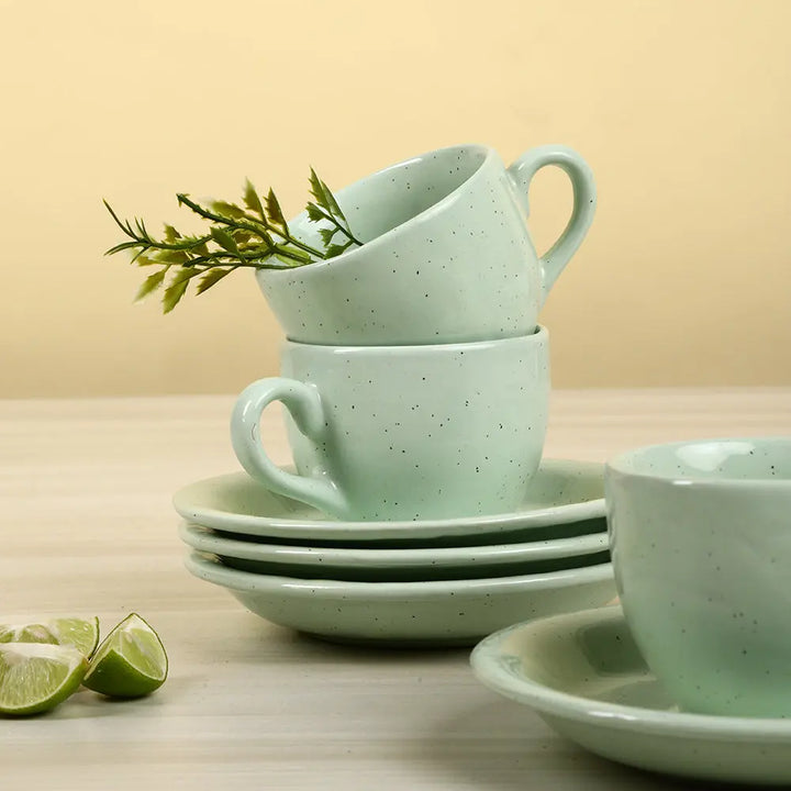 Lemongrass Ceramic Tea Set &amp; Cup &amp; Saucer Amalfiee Ceramics