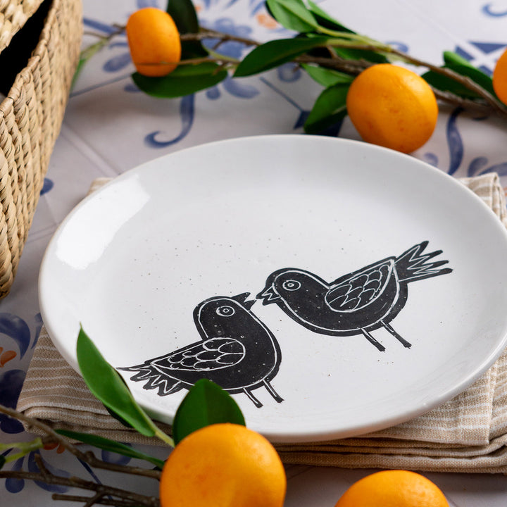 Love Birds Handpainted Wall Decor Ceramic Single Plate