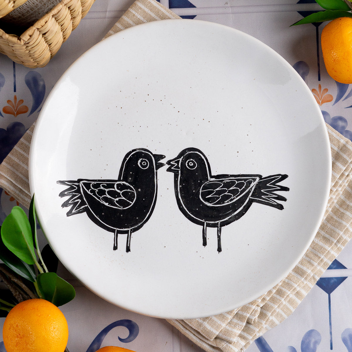 Love Birds Handpainted Wall Decor Ceramic Single Plate