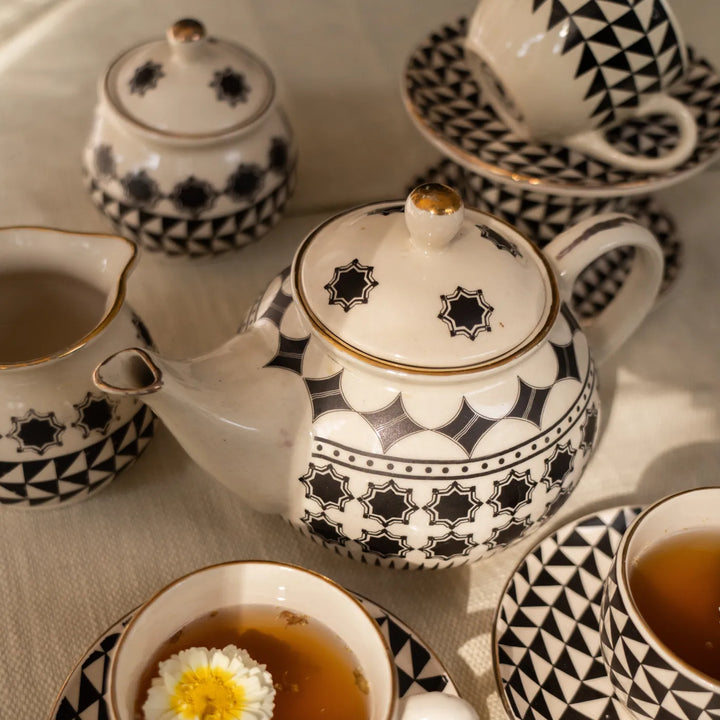 Shatranj Maharani Printed Ceramic Tea Set of 11 pcs