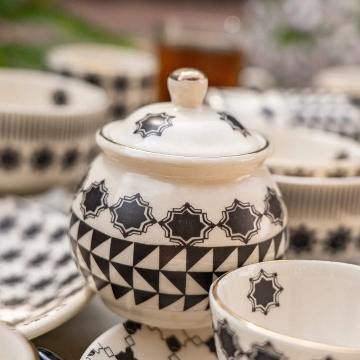 Shatranj Maharaja Printed Ceramic Tea Set of 3 pcs