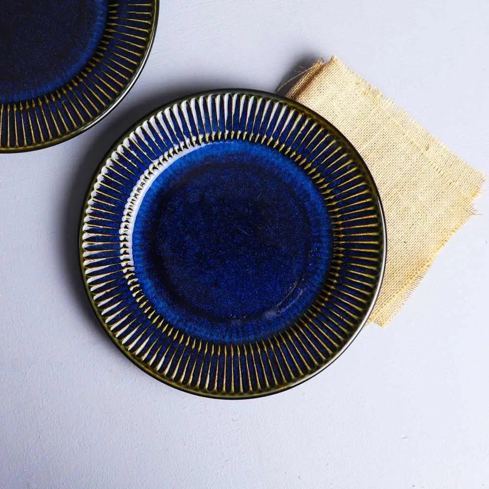 Mehran Ceramic Dinner Plates with Golden Rimmed Edges Set of 6 Amalfiee_Ceramics