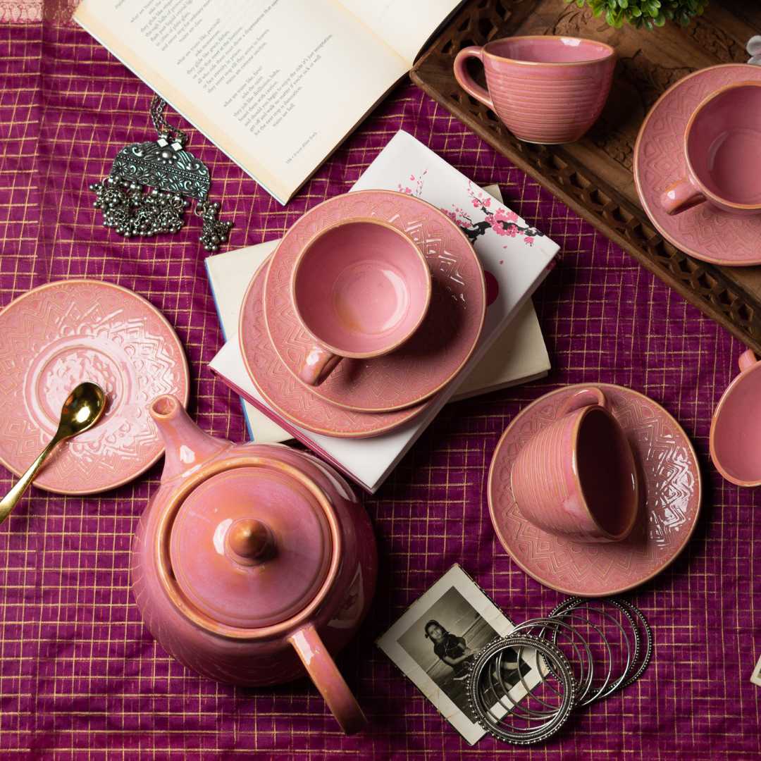 Miami Ceramic Tea Set 9 pcs Amalfiee Ceramics