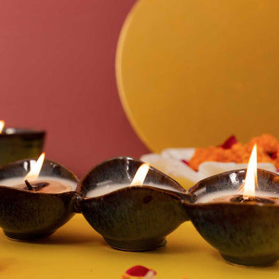 Navhara Exclusive Ceramic Three Bowl Scented Candle Amalfiee Ceramics
