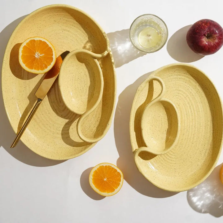 PInacolada Exclusive Ceramic Chip &amp; Dip Platter Set of 2 Amalfiee Ceramics