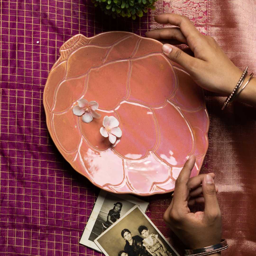 Paris Exclusive Floral Artistic Ceramic Platter Set of 2 Amalfiee Ceramics