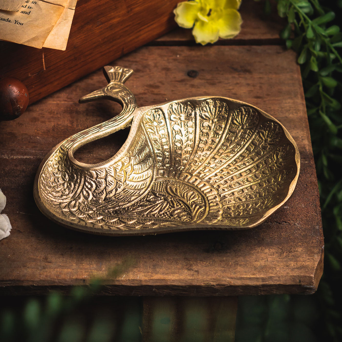 Brass Astonishing Artistic Peacock Platter