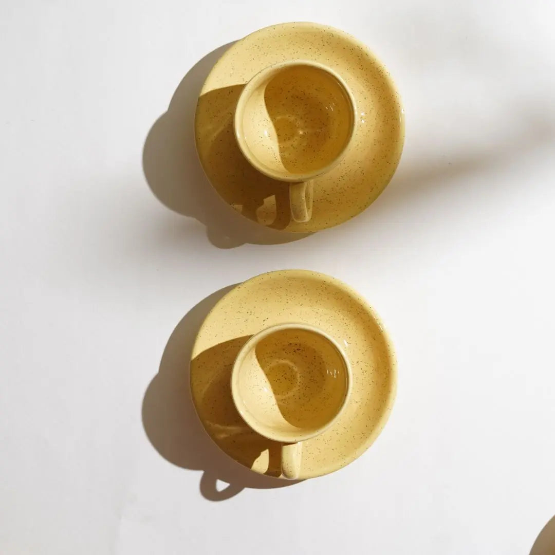 Pinacolada Ceramic Cup &amp; Saucer Set of 2 Amalfiee Ceramics