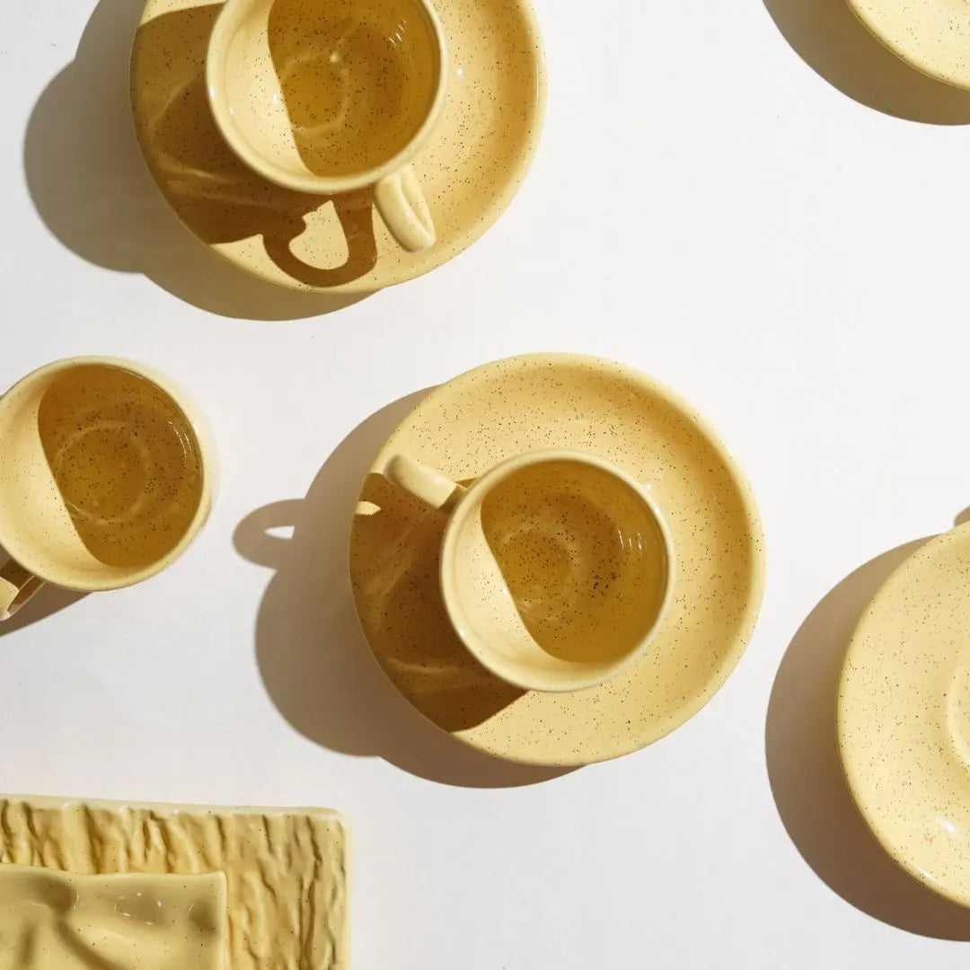 Pinacolada Ceramic Cup &amp; Saucer Set of 2 Amalfiee Ceramics