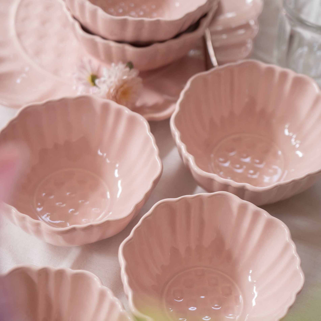 Blush Pink Artisanal Ceramic Dinner Set of 56 pcs
