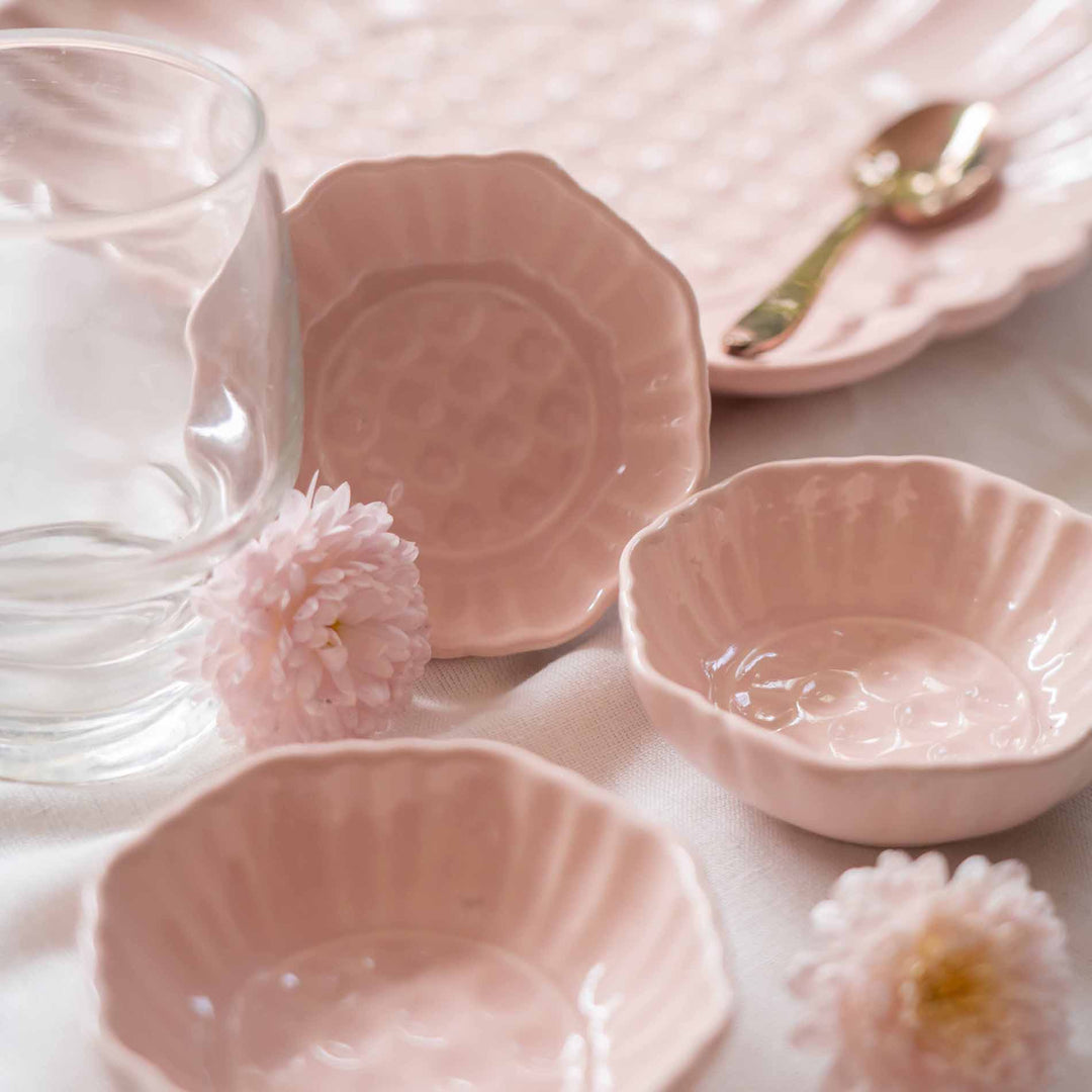 Blush Pink Artisanal Ceramic Dinner Set of 56 pcs