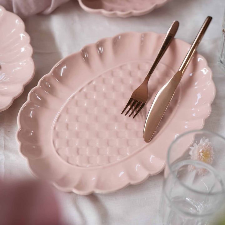 Blush Pink Artisanal Ceramic Large Oval Platter