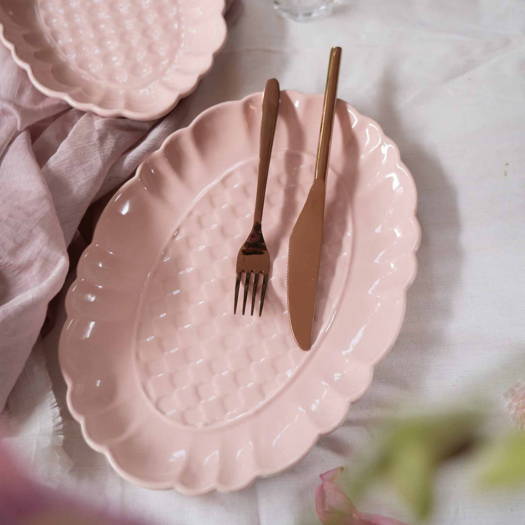 Blush Pink Artisanal Ceramic Large Oval Platter