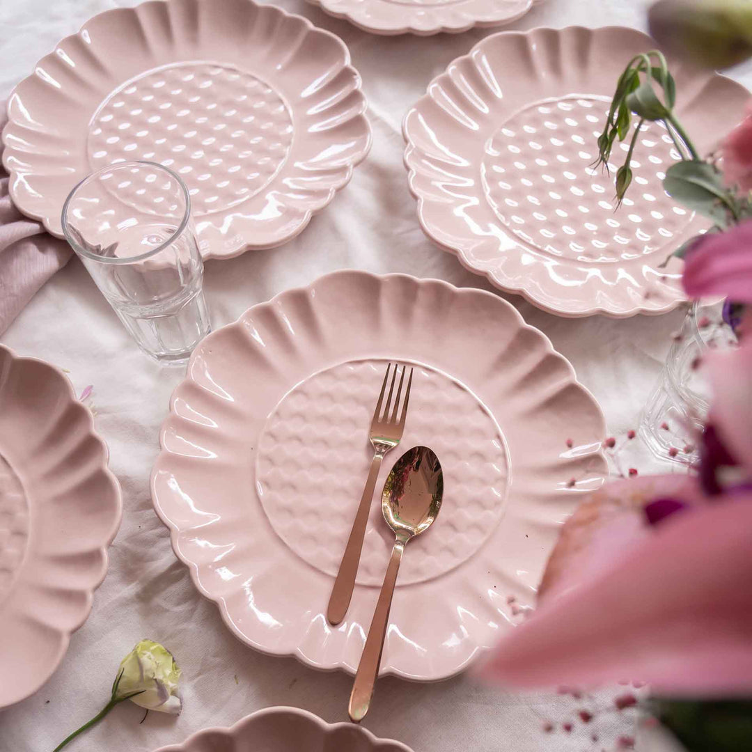 Blush Pink Artisanal Ceramic Dinner Set of 56 pcs