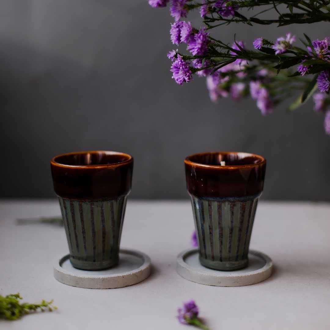 Popsicle Exclusive Blue Ceramic Glass Scented Candles Set of 2 Amalfiee Ceramics