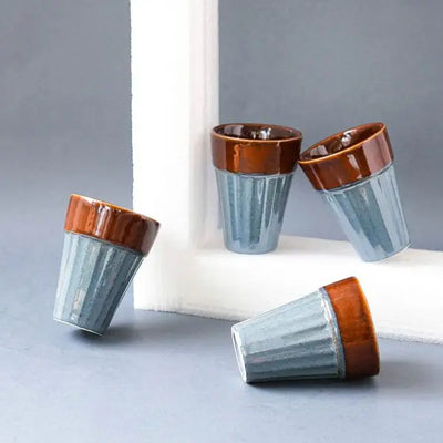 Popsicle Handmade Ceramic Blue Small Glasses Set of 2 Amalfiee Ceramics