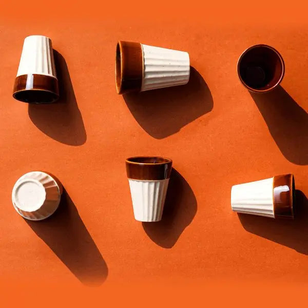 Popsicle Handmade Ceramic White Small Glasses Set of 6 Amalfiee Ceramics