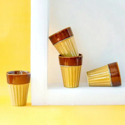 Popsicle Handmade Ceramic Yellow Medium Glasses Set of 2 Amalfiee Ceramics