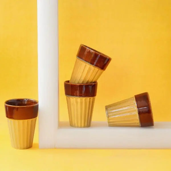 Popsicle Handmade Ceramic Yellow Medium Glasses Set of 2 Amalfiee Ceramics