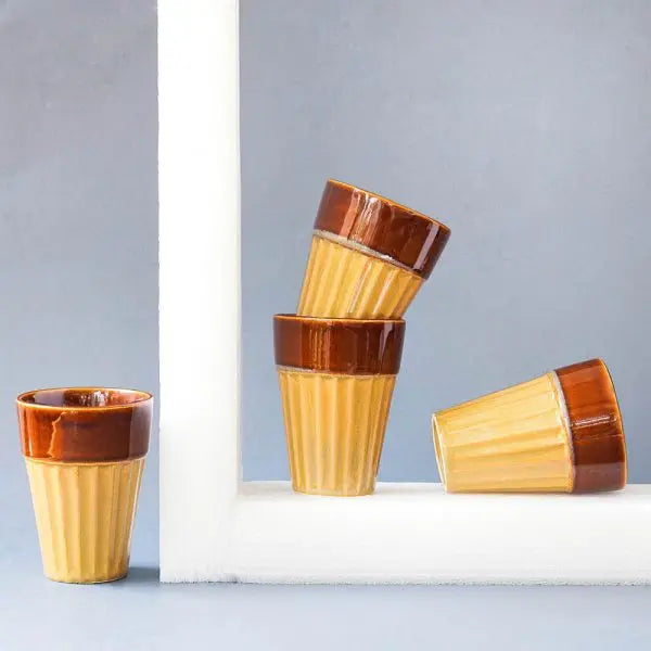 Popsicle Handmade Ceramic Yellow Medium Glasses Set of 2 Amalfiee Ceramics
