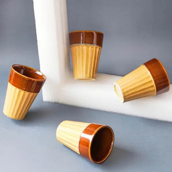 Popsicle Handmade Ceramic Yellow Medium Glasses Set of 4 Amalfiee Ceramics