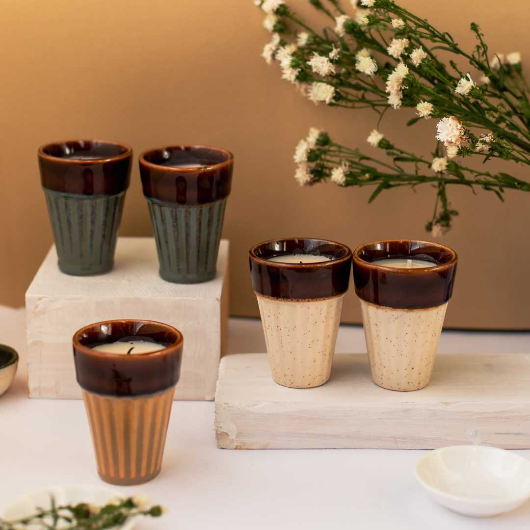 Popsicle Premium Ceramic Glass Scented Candles Set of 6 Amalfiee Ceramics