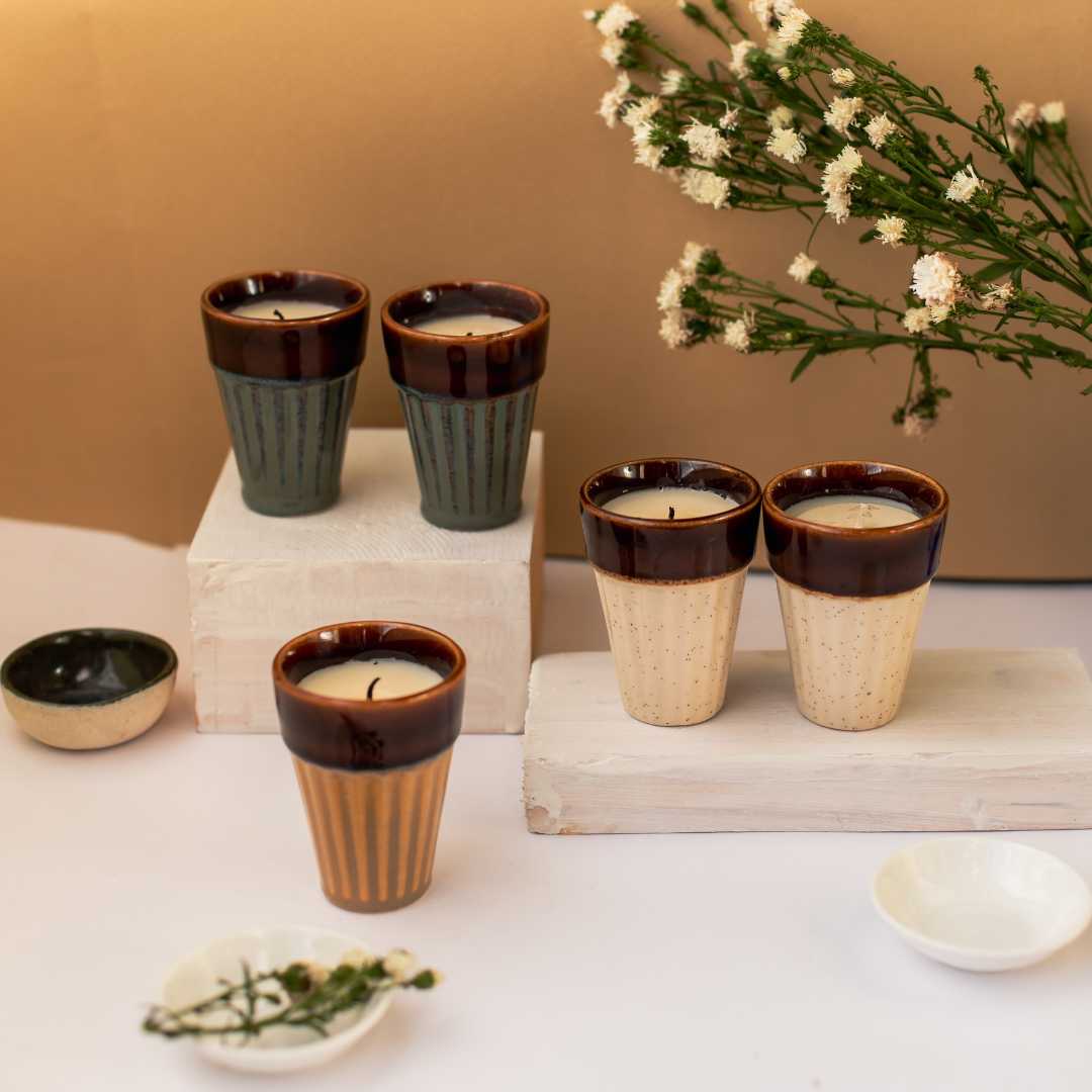 Popsicle Premium Ceramic Glass Scented Candles Set of 6 Amalfiee Ceramics
