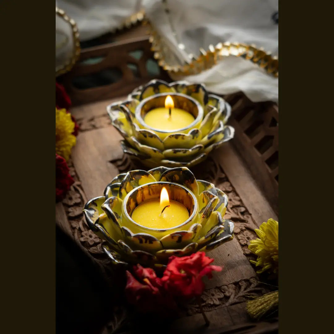 Rivaayat Tea Light Holder Set of 2 Amalfiee Ceramics