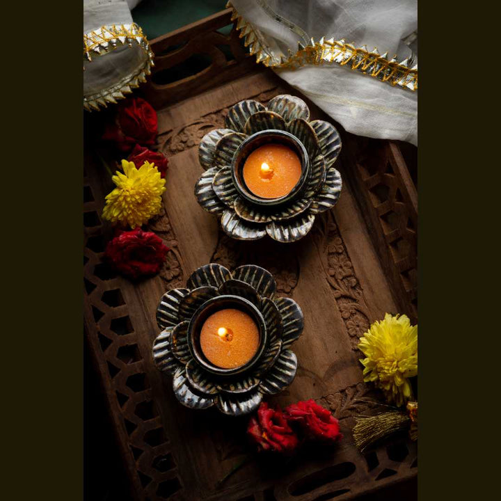 Rivaayat Tea Light Holder Set of 2 Amalfiee Ceramics