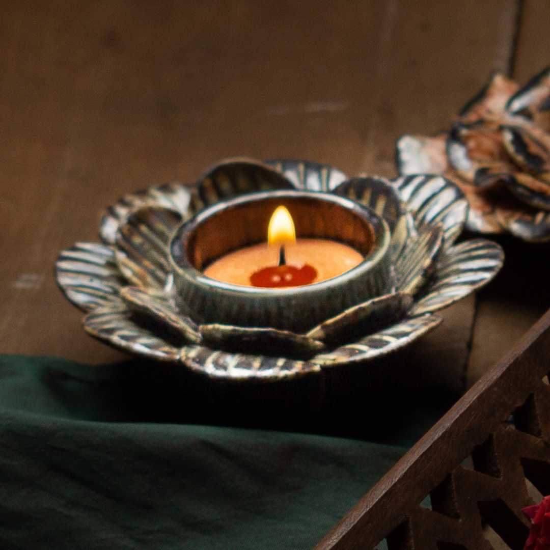 Rivaayat Tea Light Holder Set of 2 Amalfiee Ceramics
