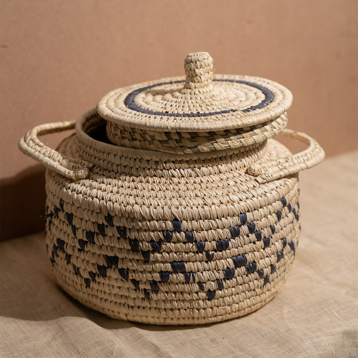 Bunaee Sabai Handcrafted Beige &amp; Black Sabai Grass Multipurpose Container Set of 2