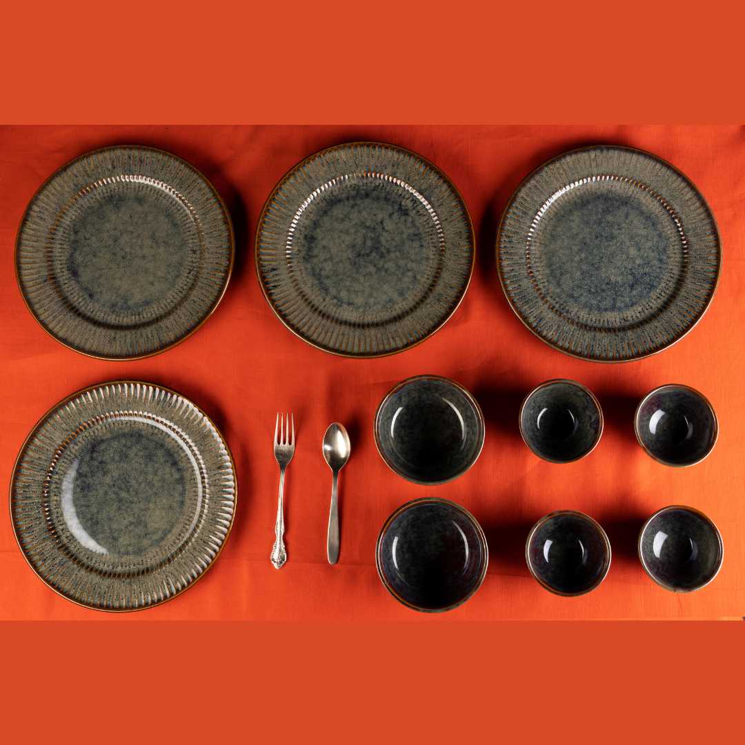 Sage Ceramic Dinner Set of 82 Pcs Amalfiee Ceramics