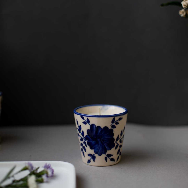 Sanaah Exclusive Handpainted Ceramic Glass Scented Candle Amalfiee Ceramics