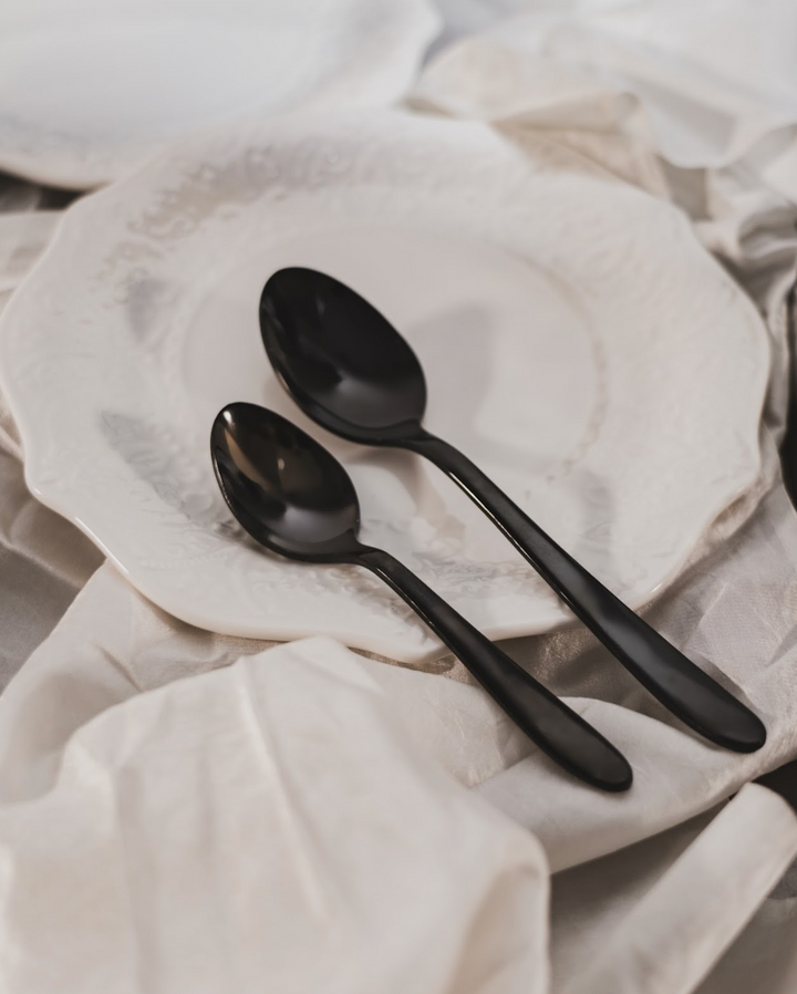 Noir Black spoon set of 2- big and small spoon