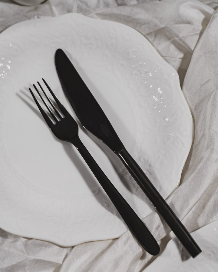 Noir Black set of 2 ,1 knife and  1fork