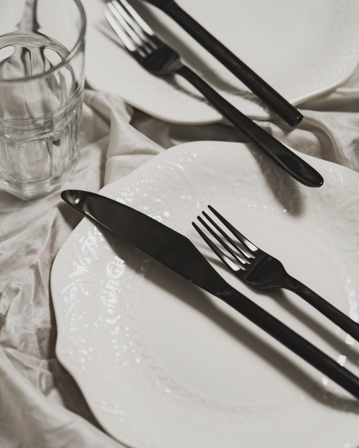 Noir Black set of 2 ,1 knife and  1fork