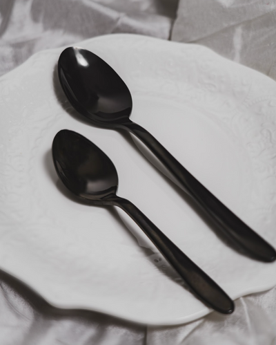 Noir Black spoon set of 2- big and small spoon