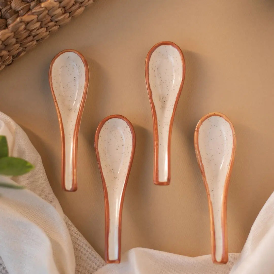 Shwet Ceramic Spoon Set of 4 Amalfiee Ceramics