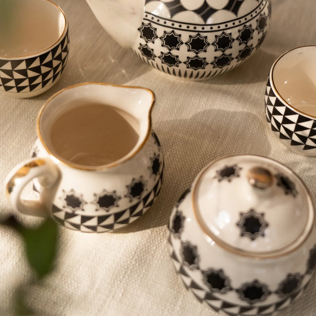 Shatranj Maharaja Printed Ceramic Tea Set of 3 pcs