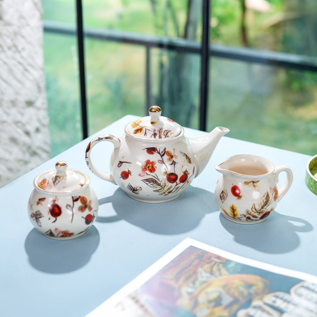 Anaara Floral Printed Ceramic Tea Set of 15 pcs