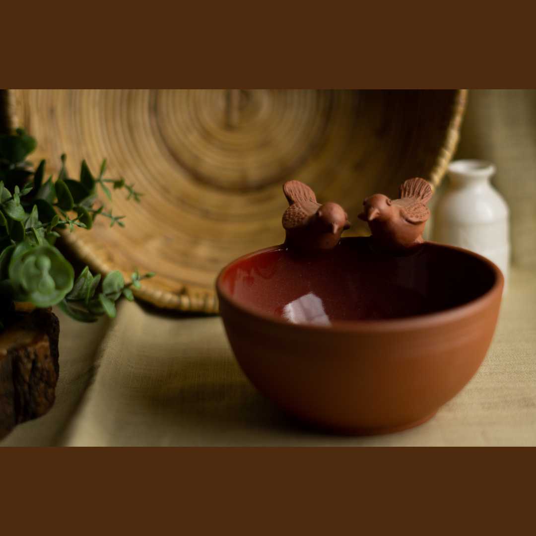 Terracotta Bird Bowl Set of 2 Amalfiee Ceramics