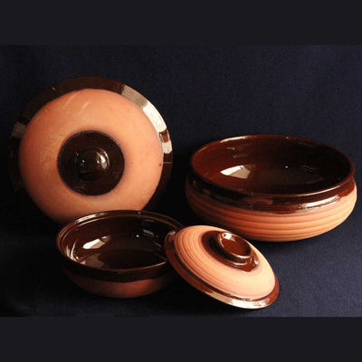 Terracotta Handmade Glazed Pots Set of 3 Amalfiee Ceramics