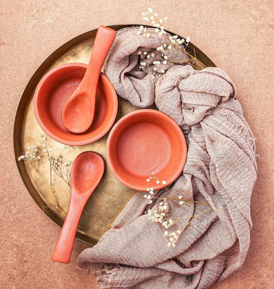 Terracotta Premium Desert Bowl with spoon Amalfiee Ceramics