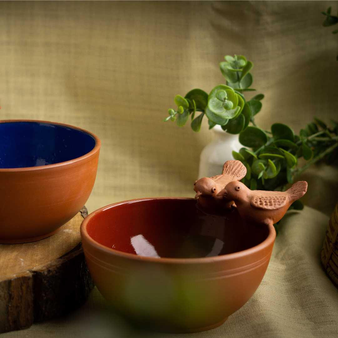 Terracotta Red Bird Bowl Amalfiee Ceramics