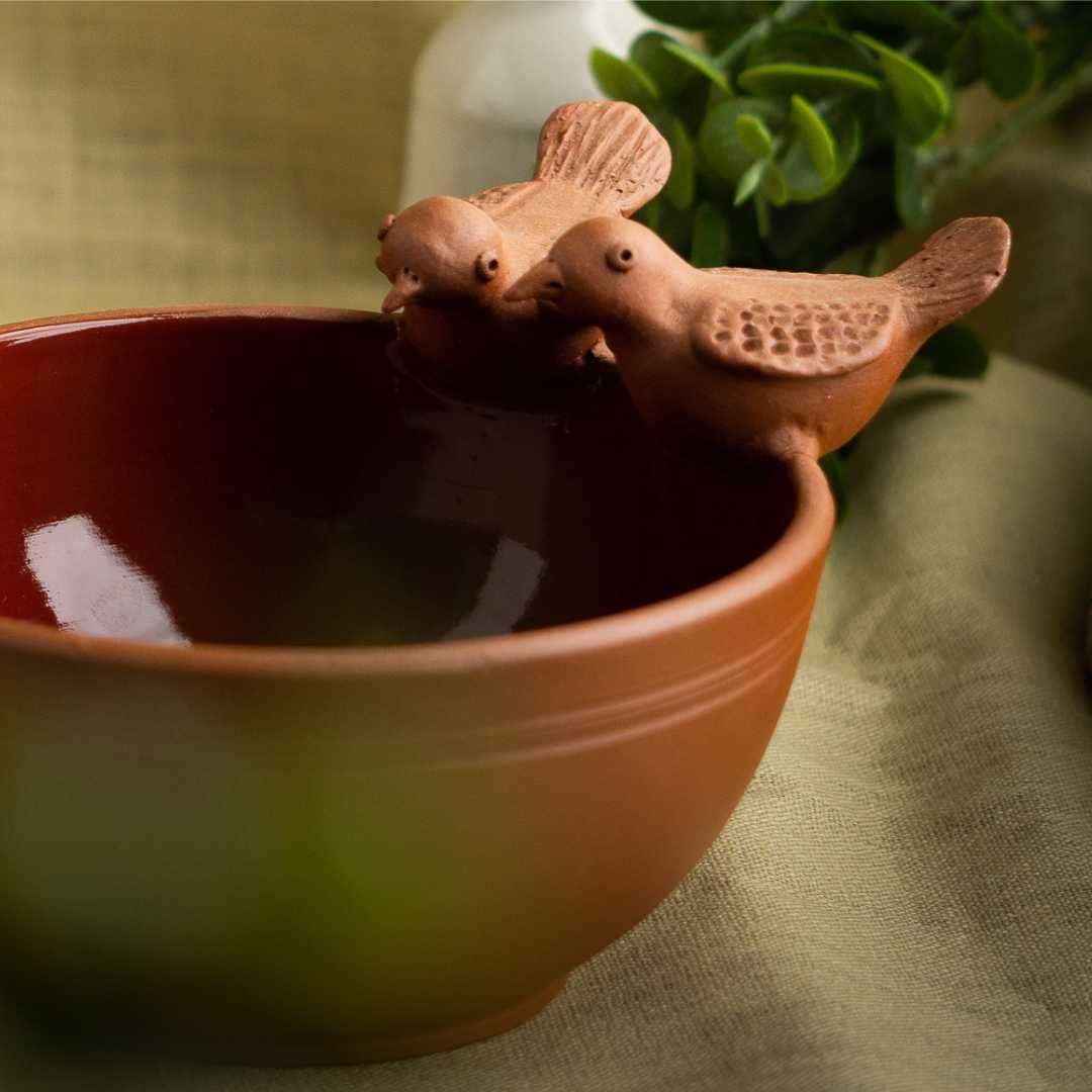 Terracotta Red Bird Bowl Amalfiee Ceramics