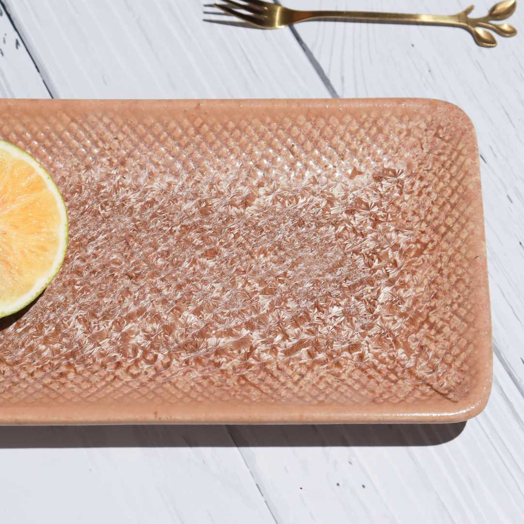 Utkarish Premium Golden Textured Platter Amalfiee Ceramics