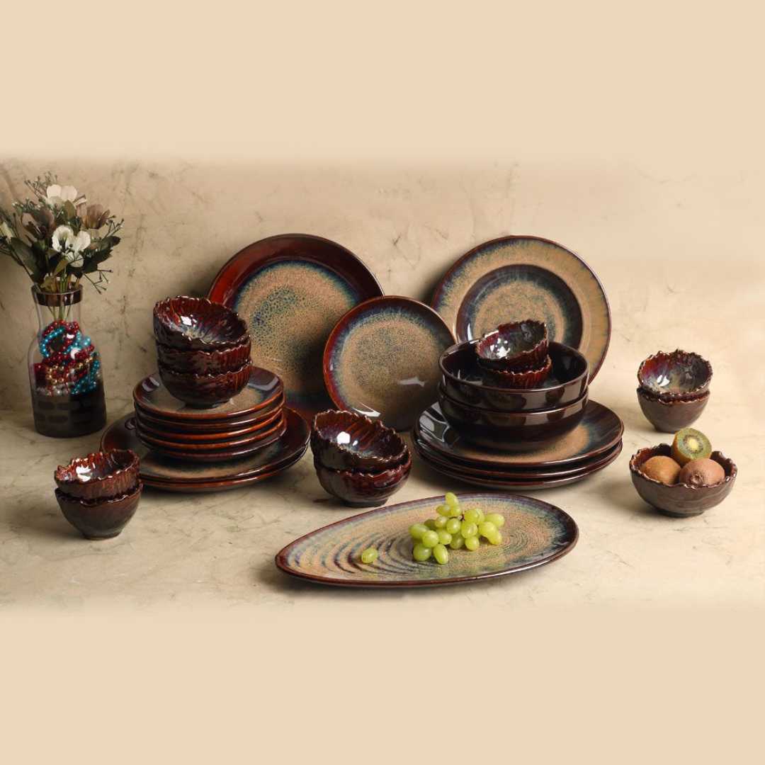 Vriksh Ceramic Dinner Set of 54 Pcs Amalfiee Ceramics