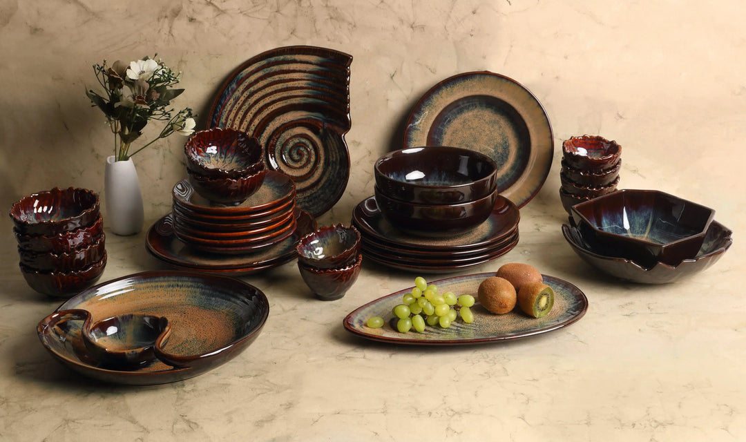 Vriksh Ceramic Dinner Set of 82 Pcs Amalfiee Ceramics
