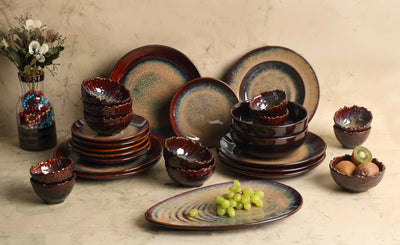 Vriksh Ceramic Dinner Set of 82 Pcs Amalfiee Ceramics